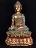 24 tibetan temple collection old bronze cloisonne enamel shakyamuni great day tathagata lotus platform sitting buddha