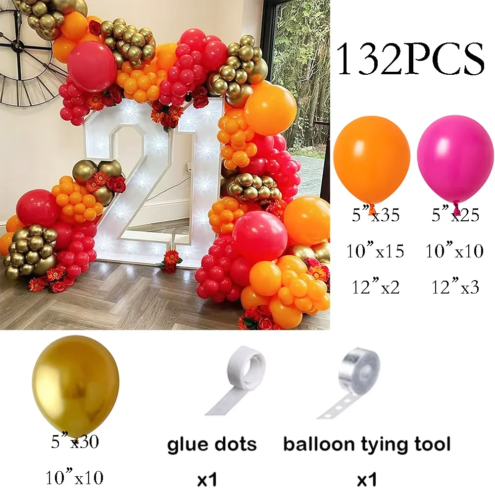 

Арочный комплект воздушных шаров Globos оранжевый, розовый, серебристый