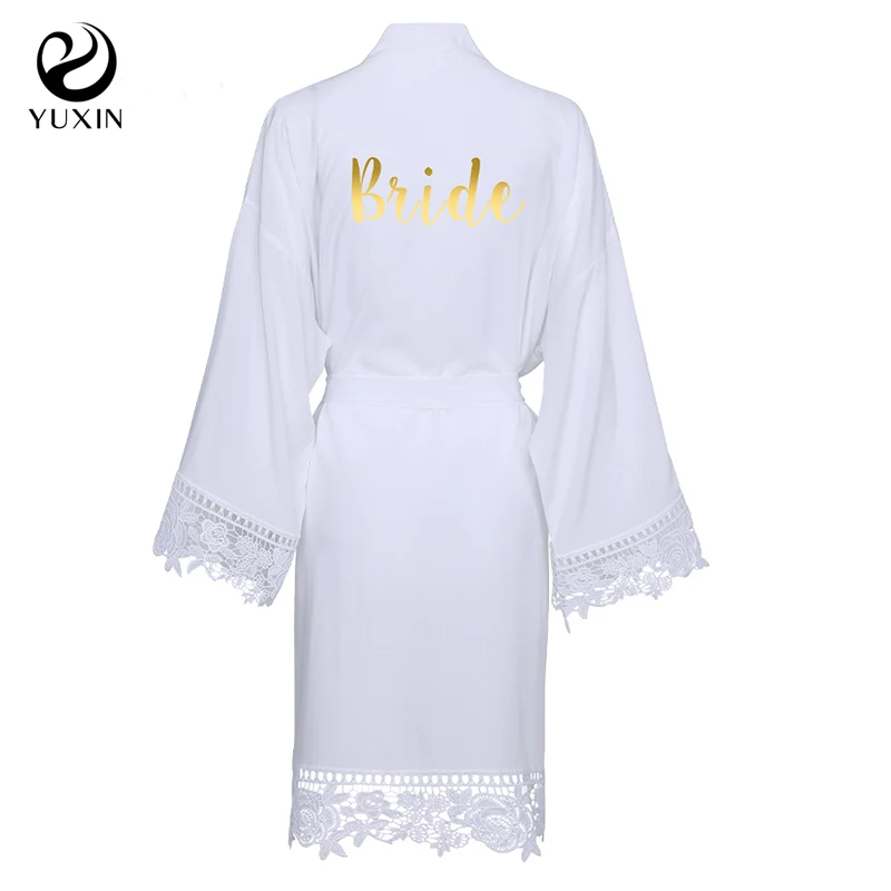 Lace Robe Bride print custom Robe Bridesmaid Robes Women Wedding Bridal Robe Bathrobe Sleepwear champagne robe