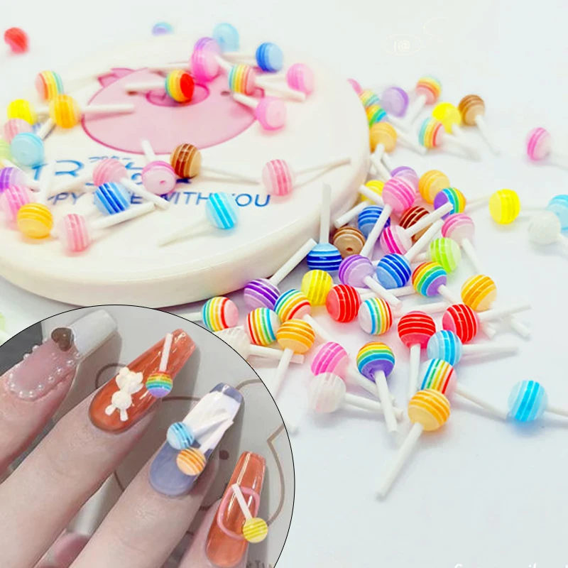 

3D Nail Charms Colorful Lollipop Nail Rhinestones DIY Nail Art Decorations Kawaii Lollipops Nail Gems Manicure Accessories