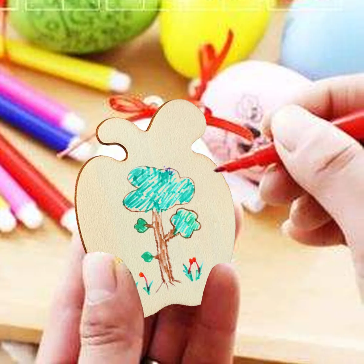 

Diy painting children's hand-painted wood chips for home decoration Christmas party crafts props handmade wooden boards