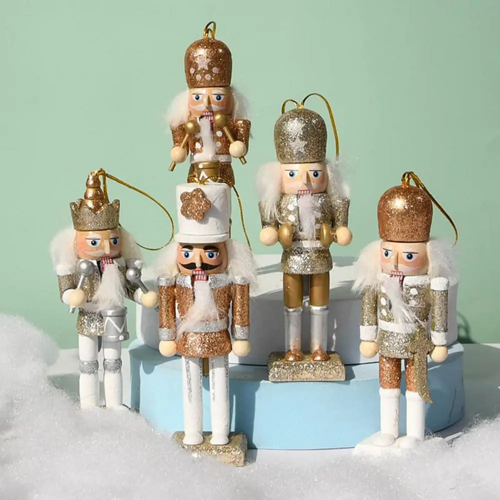 

5Pcs/Set Nutcracker Puppet Ornaments Soldier Vivid Adorable Realistic Decorate Handmade Toy Ornaments decoración hogar