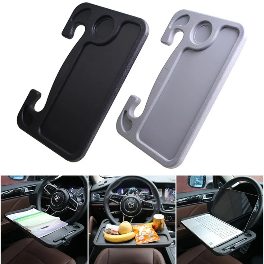 

Adjustable car steering wheel table stand, laptop stand, notebook, universal food rack, drinking tray, black and gray