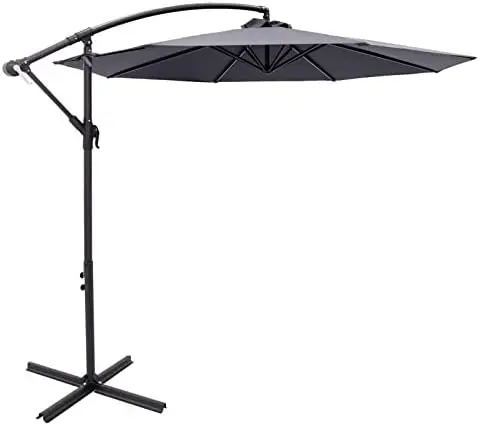 

ft Offset Cantilever Outdoor Umbrella with Cross Base Stand, Ivory