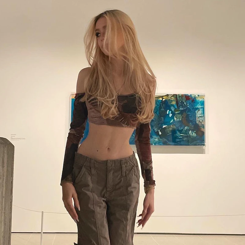 Женский коричневый корсет в эстетике винтажный укороченный топ Y2k кавайный с