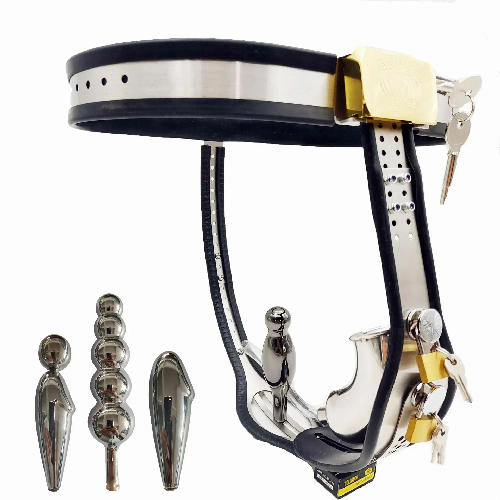 Новинка 2023 металлические штаны верности мужской пояс с анальной пробкой замок