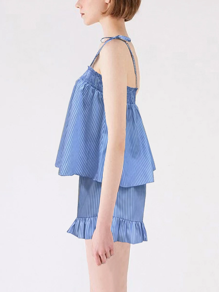 Пижамный комплект Y2K в полоску для женщин из 2 предметов топ на бретельках и