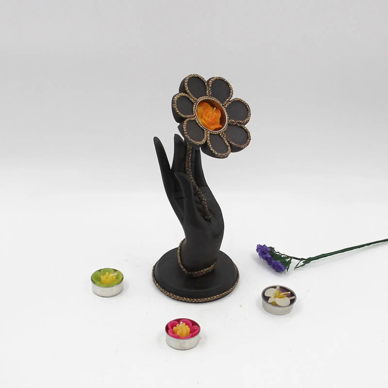 Lotus Gesture Hand Shape Candlestick Tealight Holder For Home Living Room Meditation Decoration