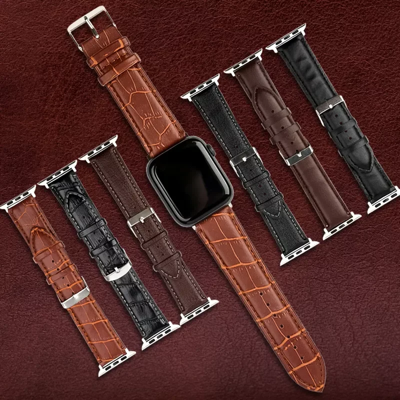 

Leather strap For Apple watch band 7 45mm 41mm 44mm 40mm 42mm 38mm Smartwatch Accessories wristband bracelet iWatch 7 6 SE 5 4 3