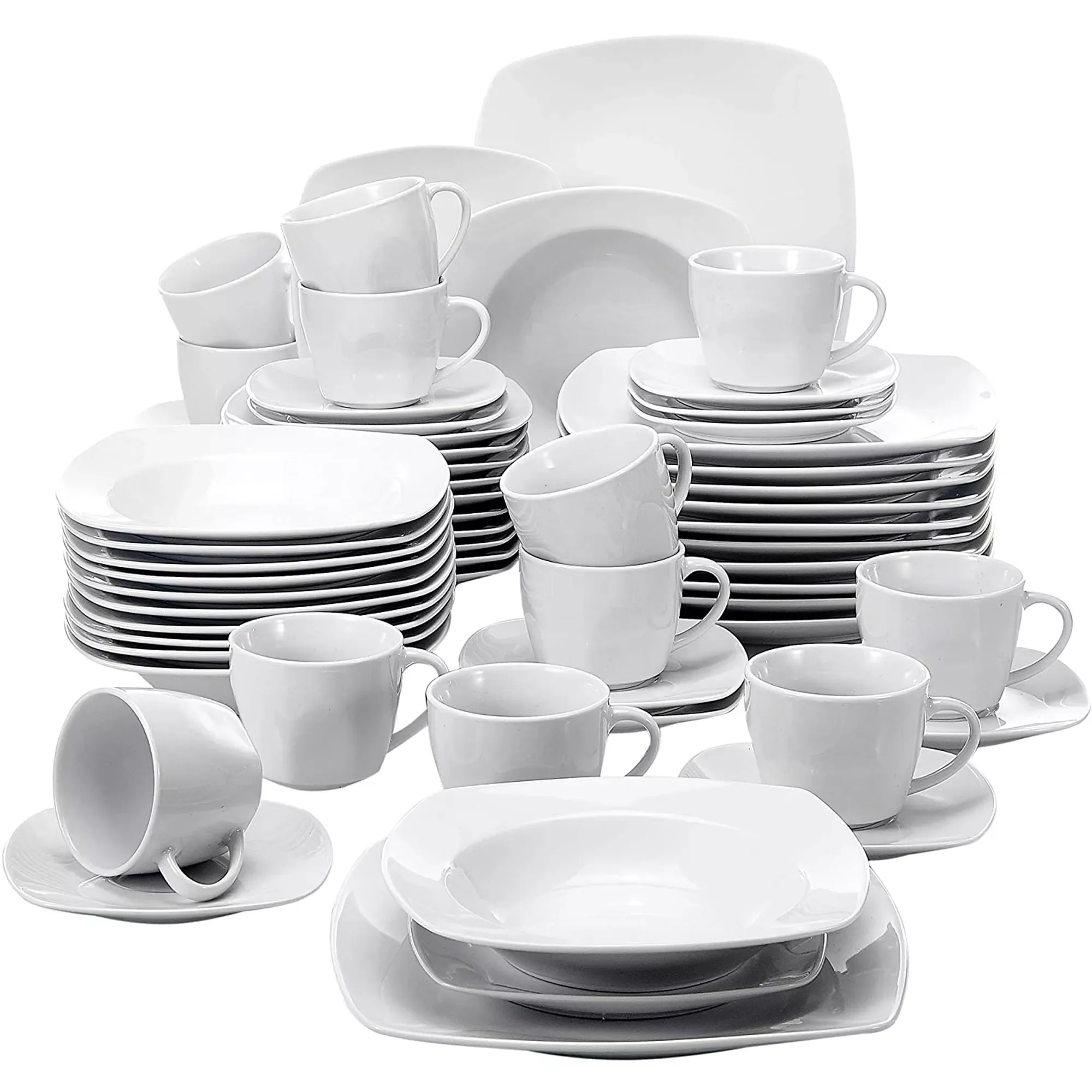 

JULIA 30/60 Piece Porcelain Dinner Tableware Set Dinner Soup Dessert Plates Cups and Saucers Set Service for 12 Person