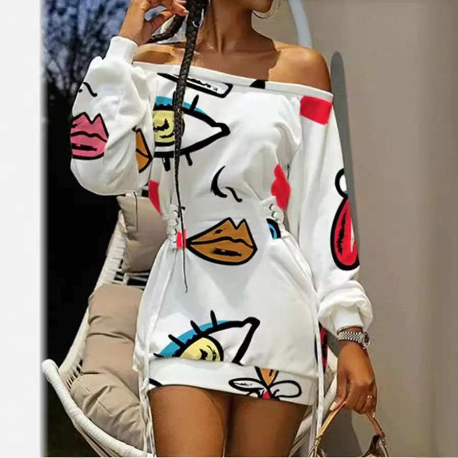 Осеннее новое свободное платье с круглым вырезом и оранжевым принтом тай-дай