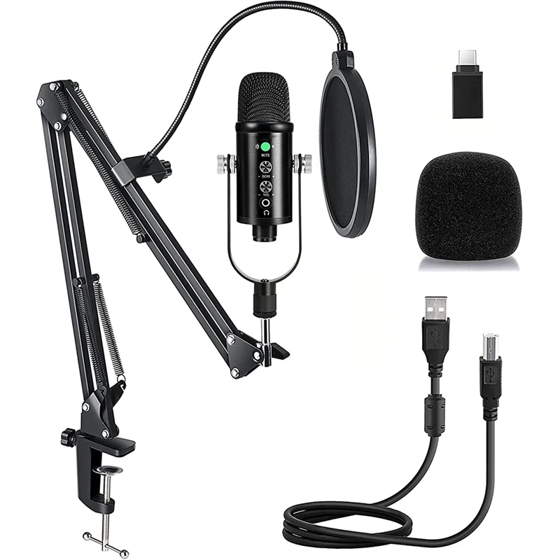 

USB Microphone,Condenser Game Microphone,Plug&Play Podcast Mic,with Boom Arm,for Streaming Media,Recording,YouTube,Etc