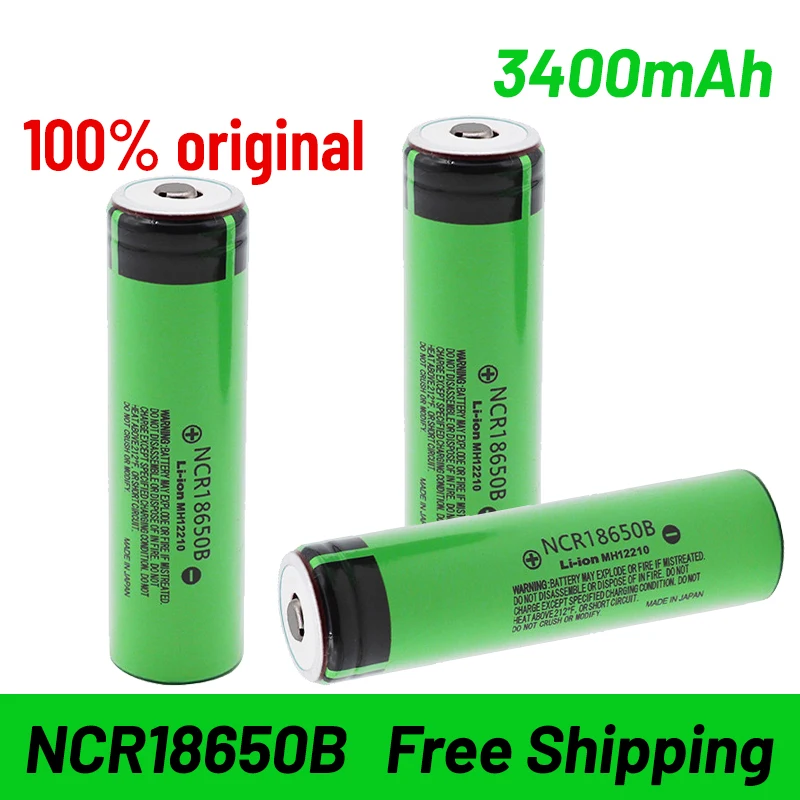 

100% New Original NCR18650B 3.7v 3400mAh 18650 rechargeable lithium battery for Panasonic flashlight batteries+Pointed