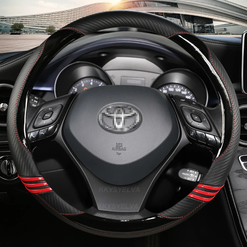 

Carbon Fiber Leather Sport Car Steering Wheel Cover For Toyota C-HR CHR 2017 2020 2021 2022 Izoa 2018 2019 2021 Auto Accessories