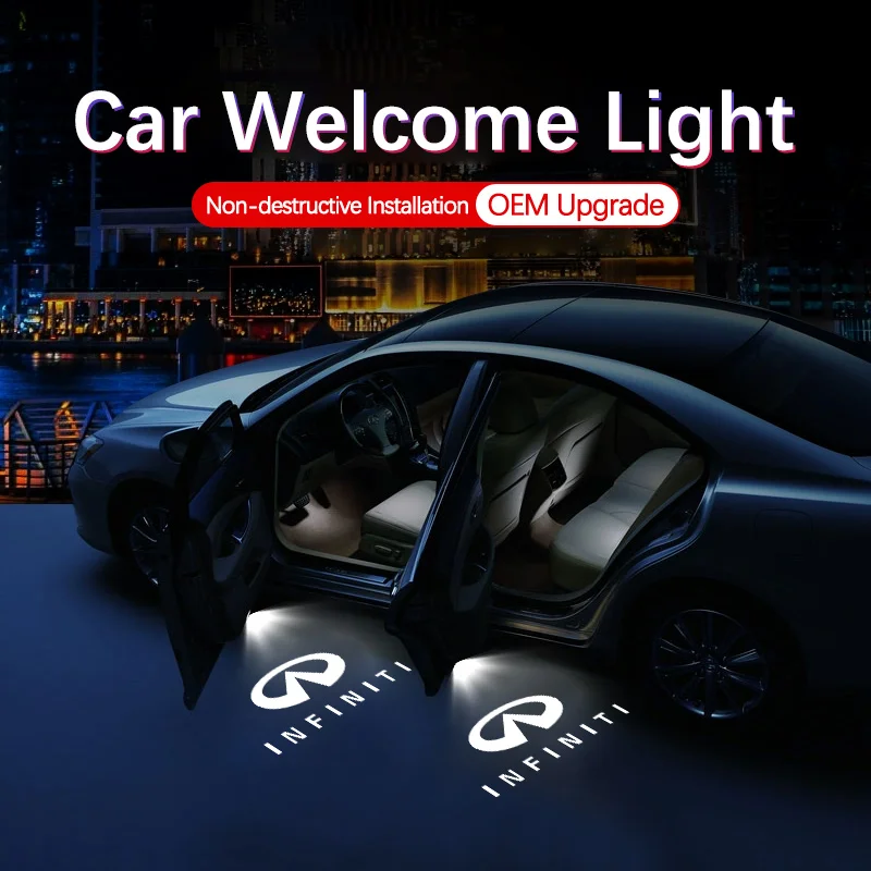 Фото Светодиодные проекторы логотипов на двери автомобиля для Infiniti QX50, QX70, QX80, EX25, FX37, FX50, EX, G37, G25, Q40, Q50, Q60 №2