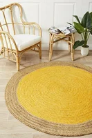 Rug Round  Natural Jute Braided Style Reversible Area Carpet Home Decor Rug Living Room Floor Decoration