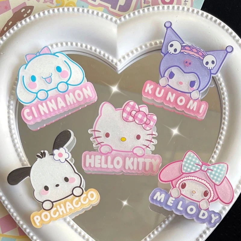 Новый набор заколок для волос Kuromi Hello Kitty Pacha Sanrio мультяшная моя мелодия коричная