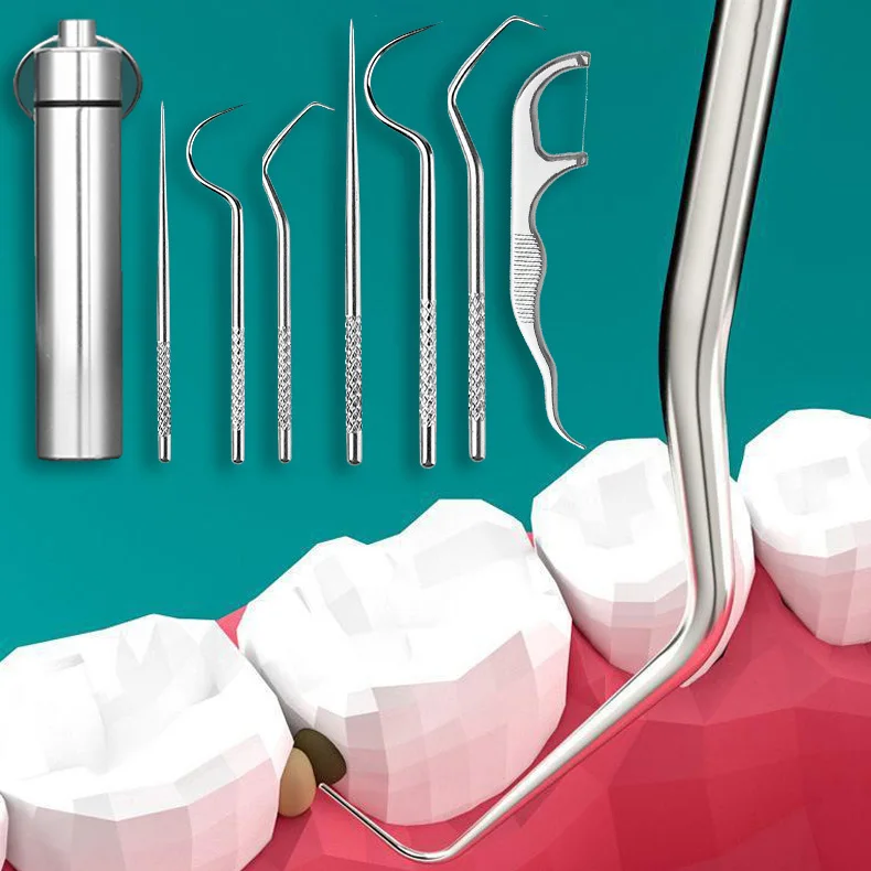 

Dental Floss Stick Tooth Cleaning Interdental Brush Metal Stainless Steel Dental Floss Pick Oral Hygiene Care зубная нить