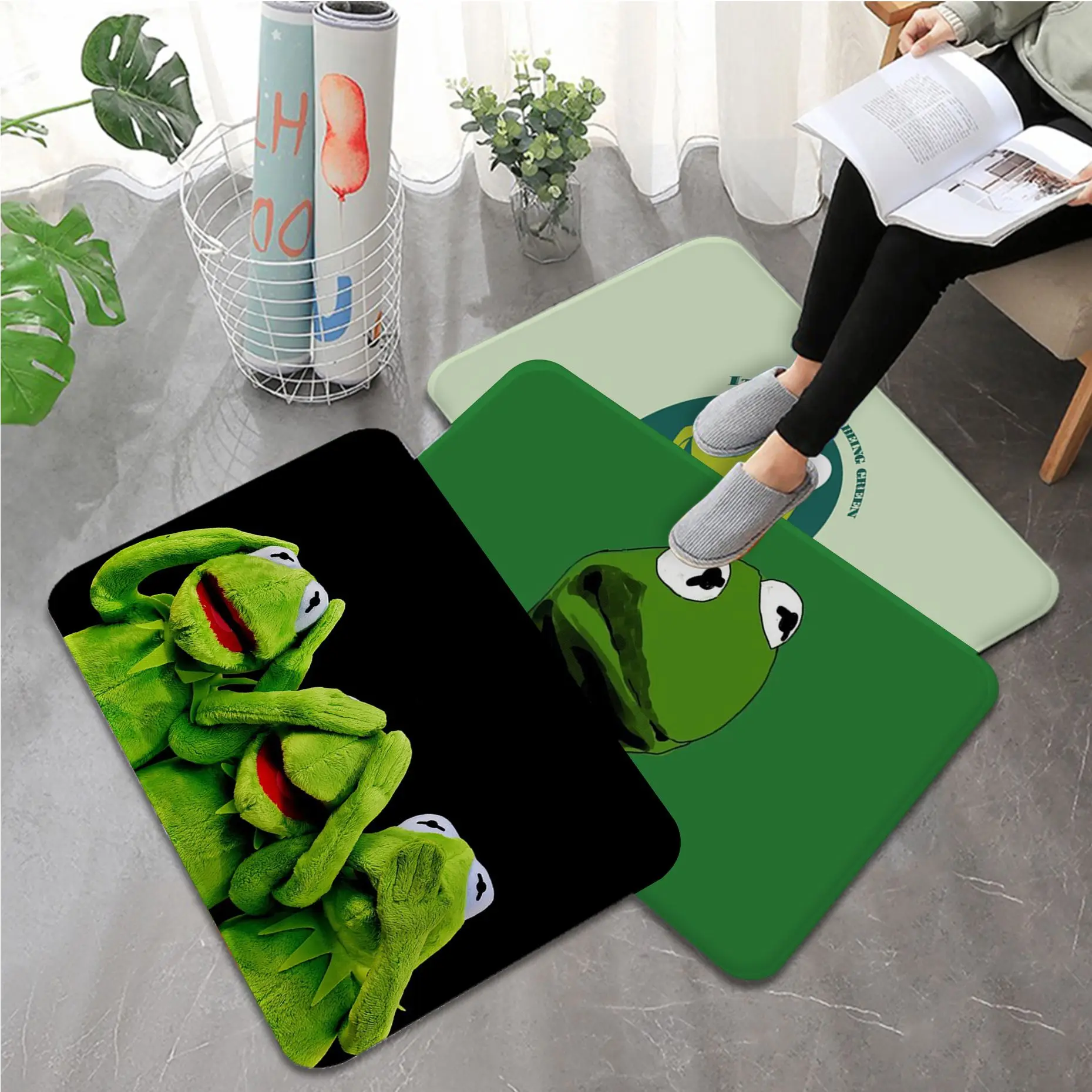 

Disney Muppets Now Kermit The Frog Entrance Door Mat Nordic Style Home Doormat Bathroom-Toilet Mats Bedroom Toilet Rug
