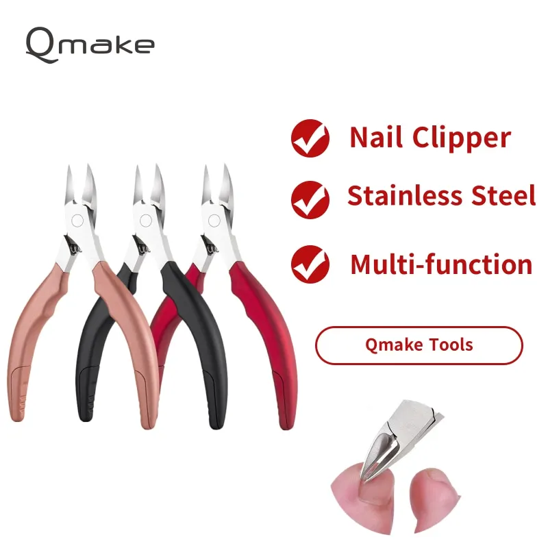 Qmake Official Nail Clippers Toenail Cutters Pedicure Manicure 3 Tools Ingrown Paronychia Professional Correction Sets