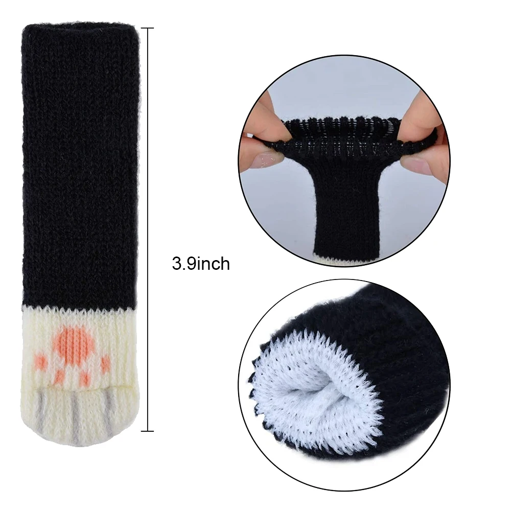 

24PCS(6 Set)Chair Leg Covers Cat Foot Shaped Knitted Furniture Feet Socks Chair Leg Floor Protectors