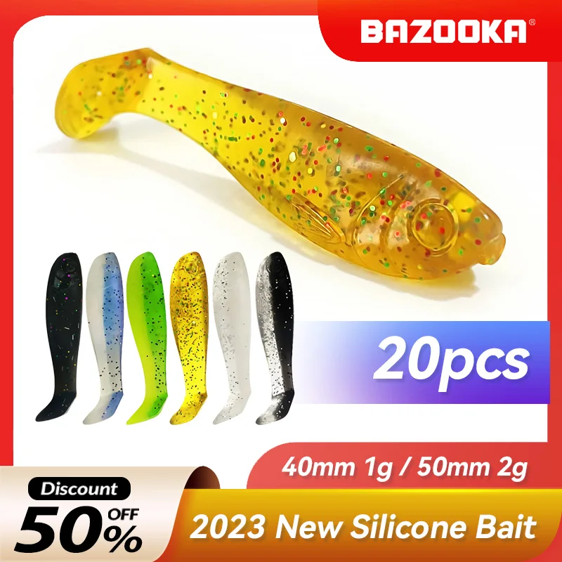 

Bazooka 20pcs Soft Baits Fishing Lure Silicone Shad Swimbait Wobbler Artificial Shrimp Jig Worm Tackle Leurre Isca Sea Carp Bass