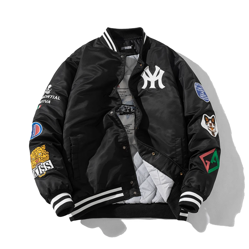 Winter Bomber Jacket Men Embroidery Streetwear Slim Fit Baseball Collar Jackets Coats Casual Outwear Windbreaker Korean