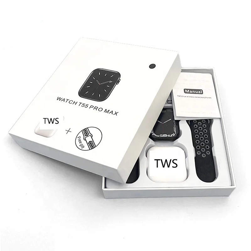 

2023 T55 Pro Max Smartwatch Heart Rate Monitor Compass TWS Earphone 2 In1 1.71 Inch Multi-sport Mode Screen Smart Watch for Men
