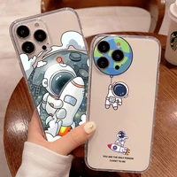 cute cartoon astronaut luxury ultra thin clear phone case for iphone 11 12 13 pro max 12 13 mini x xr xs max se 5 6 6s 7 8 plus