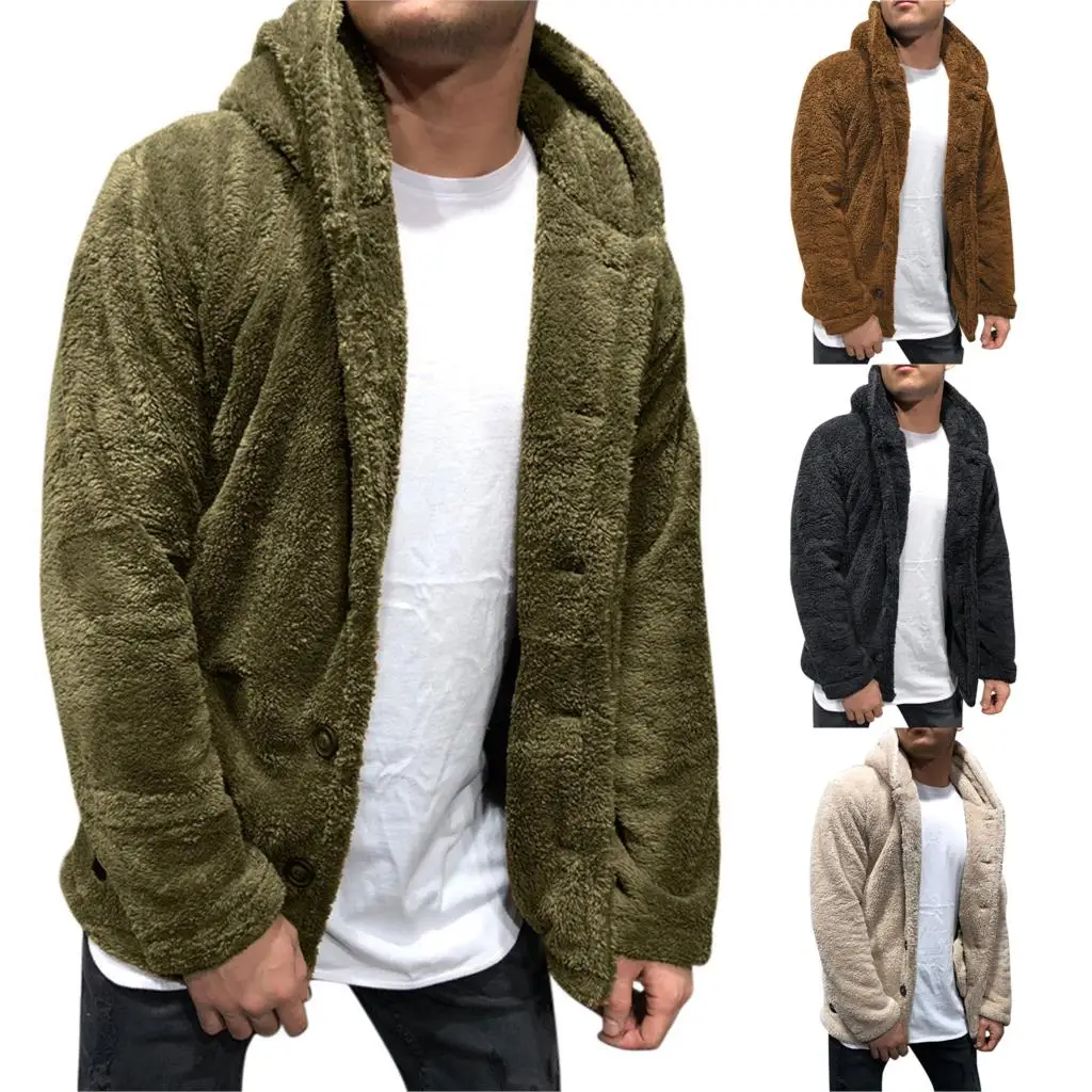 

2023 New Faux Fur Men Coat With Hood High Waist Fashion Slim Black Coffee Faux Fur Jacket Fake Fur Coats