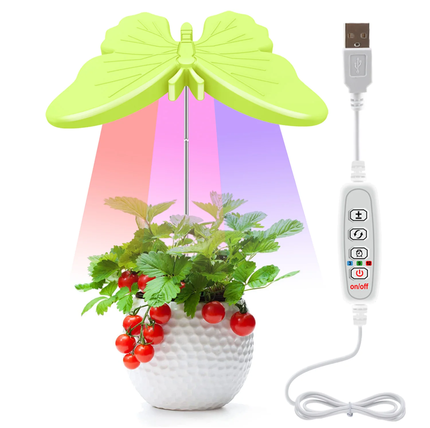 

Светодиодсветильник фитолампа полного спектра в форме бабочки для растений, лампа для гидропоники, освещение для выращивания растений с пи...