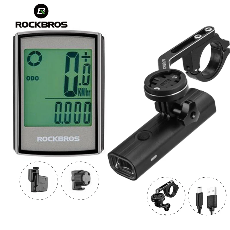 

ROCKBROS Bicycle Light GPS Speedometer Bike Computer LCD Backlight Stopwatch Wireless Headlight USB Charging MTB Accessories