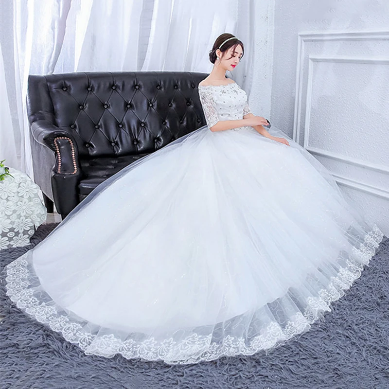 Белое цветочное кружевное винтажное платье AnXin SH принцессы с вырезом лодочкой