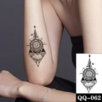 geometric compass turntable temporary tattoo stickers black totem earth fake tattoos waterproof tatoos arm small size women men
