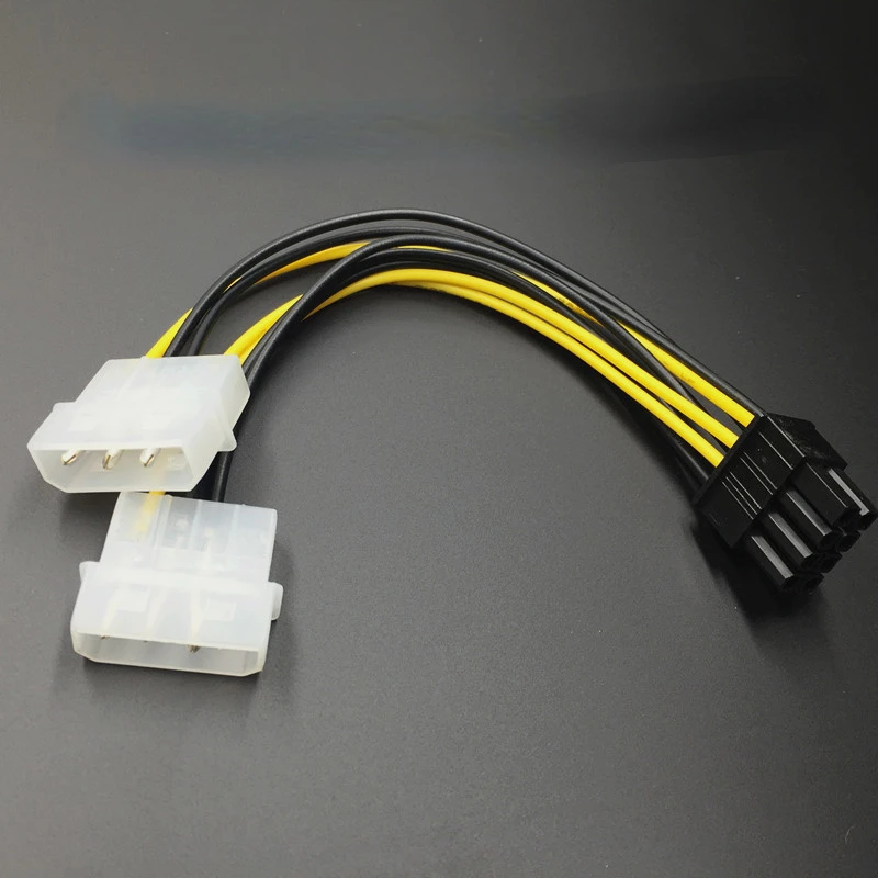 

17cm 6Pin To Dual 4Pin Video Card Power Cord Y Shape 8 Pin PCI Express To Dual 4 Pin Molex Graphics Card Power Cable