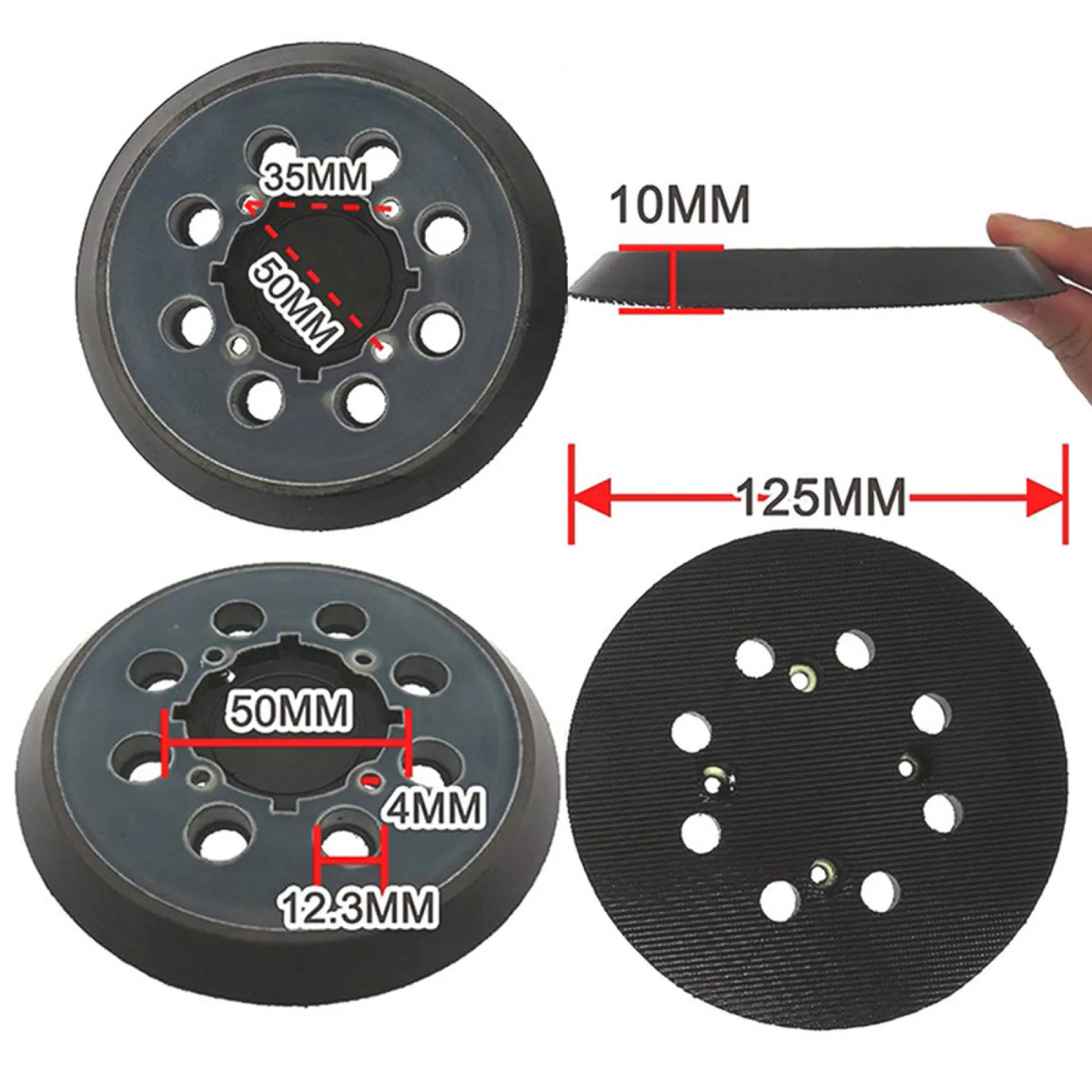 

1 шт., подложка для 5-дюймового шлифовального диска, 8 отверстий, крючок и петля, орбитальная шлифовальная накладка, замена для Dewalt DWE64233 N329079, аксессуары