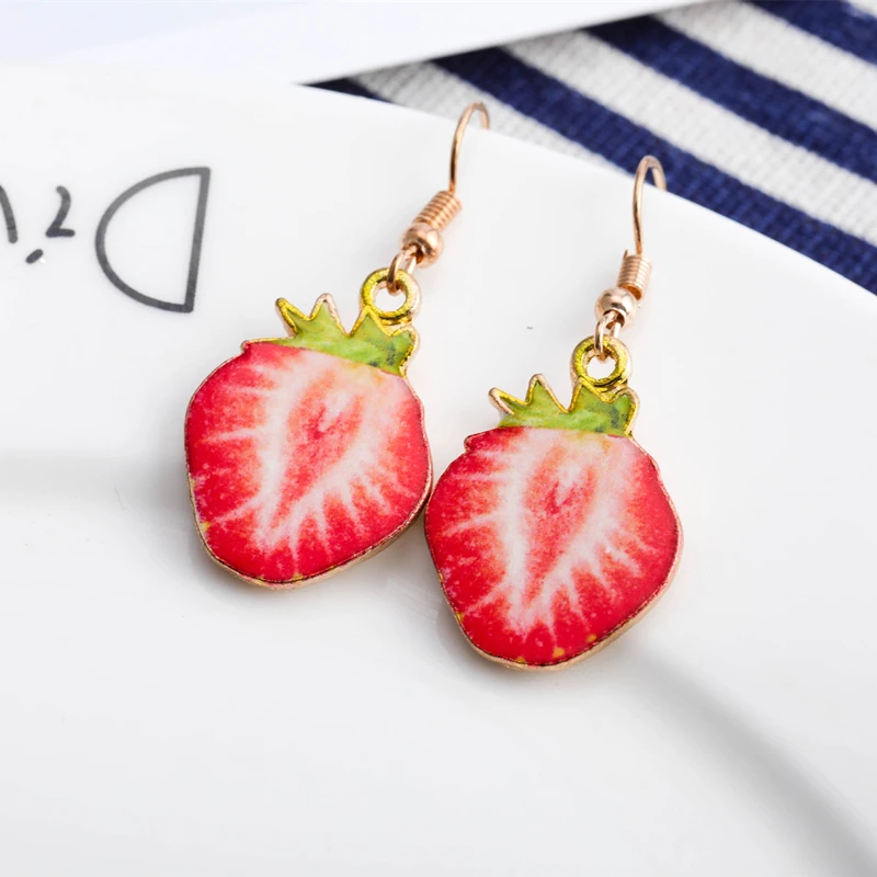 Симпатичные висячие серьги с имитацией фруктов
