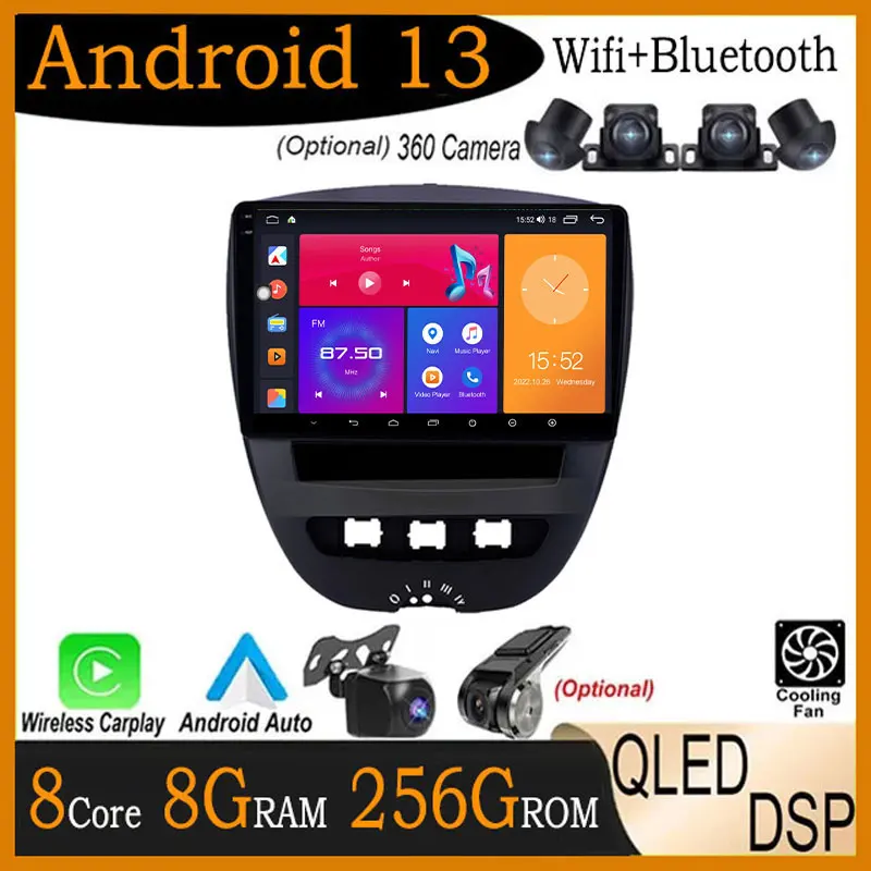

IPS / QLED Screen For Peugeot 107 For Toyota Aygo 2005 - 2014 Car Radio Multimedia Video Player Navigation GPS Stereo Android 13