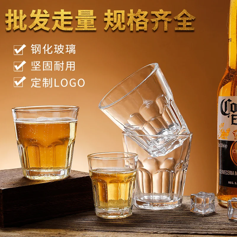 

Toughened Glass Octagonal Beer Cup Luo Cup Advertising Cup Whisky Foreign Wine Cup Glass Cup Design