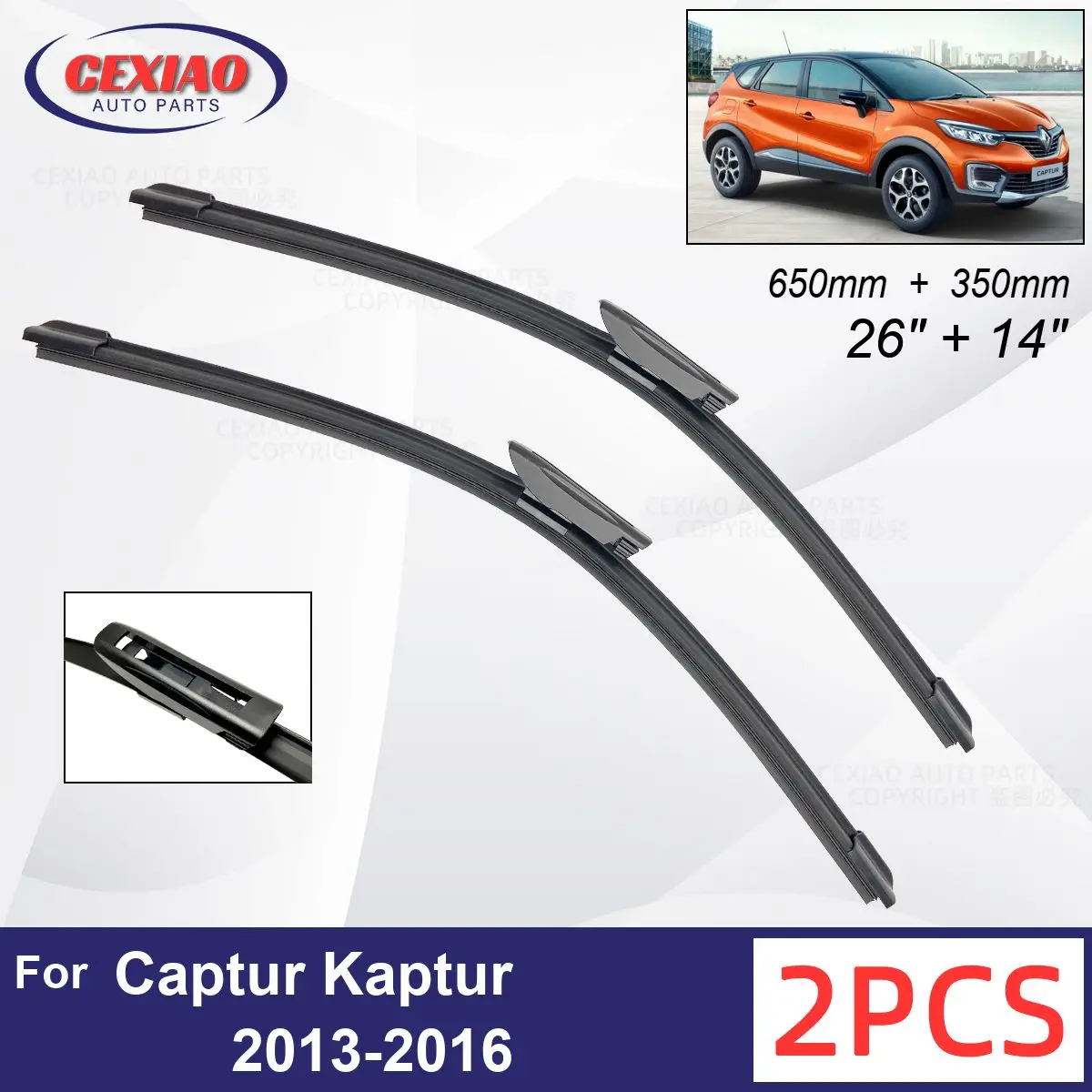 

Car Wiper For Renault Captur Kaptur 2013-2016 Front Wiper Blades Soft Rubber Windscreen Wipers Auto Windshield 650mm 350mm