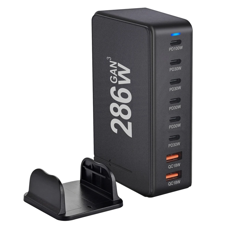 Новое настольное зарядное устройство Gan мощностью 286 Вт 8 портов USB PD 6C2A быстрая