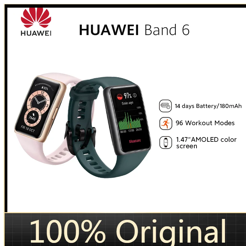 

Original Huawei Band 6 Smartband Blood Oxygen 1.47''AMOLED Heart Rate Tracker Sleep monitoring