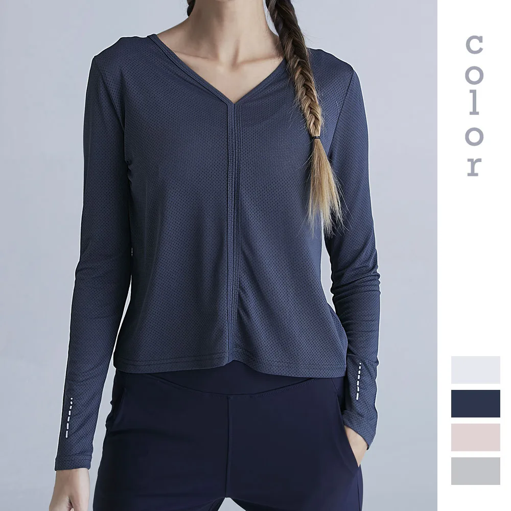 

MaiJiaKa Yoga Clothes Long-sleeved T-shirt Solid Color Beautiful Back Tops Quick-drying New Sports Running Fitness Clothes