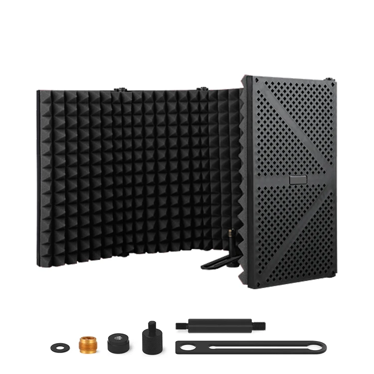 

Kinter Foldable Sound Absorbing Foam Reflector Studio Microphone Isolation Shield For Mic Recording Equipment