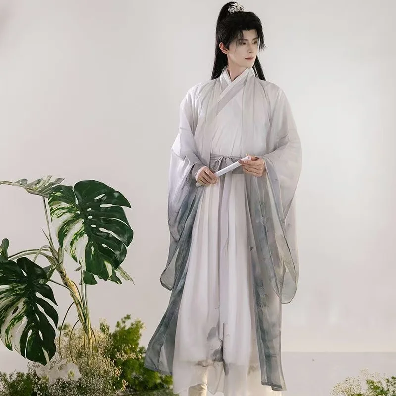 Традиционный унисекс Фея Ханфу для мужчин и женщин костюм с водяным чернилом