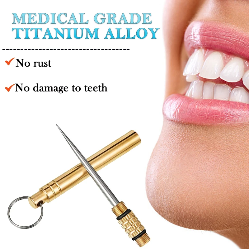 

Titanium Outdoor Edc Portable Multi-Purpose Toothpick Bottle Fruit Fork Camping Tool Toothpick Tube Is More Durable Than Floss