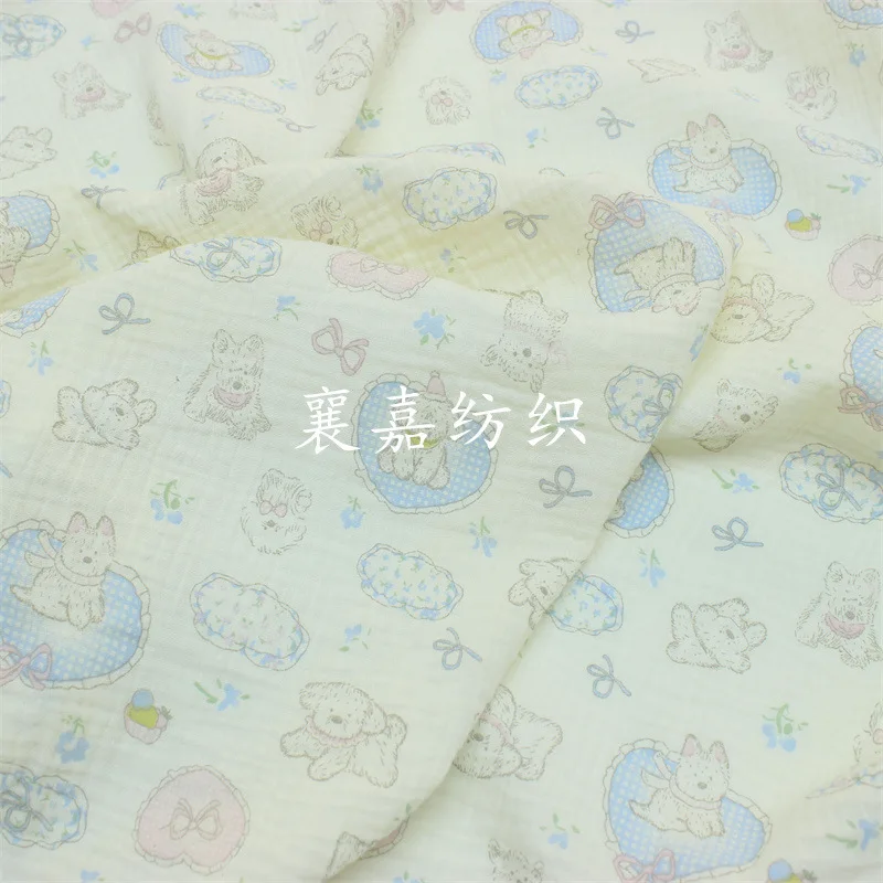 Двойной марлевый креп мультяшный щенок детская одежда пижамы ткань