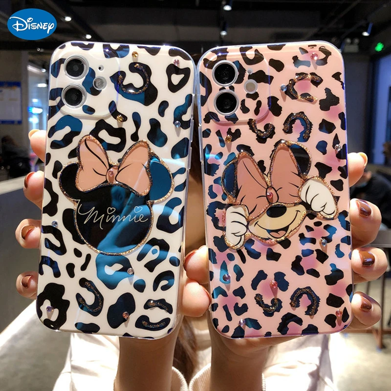 

Cartoon Disney Leopard Minnie Phone Case for iPhone 13 11 Case Luxury Cellphone Case for iPhone 7 8 Plus X XR 12 12 Pro Max Case