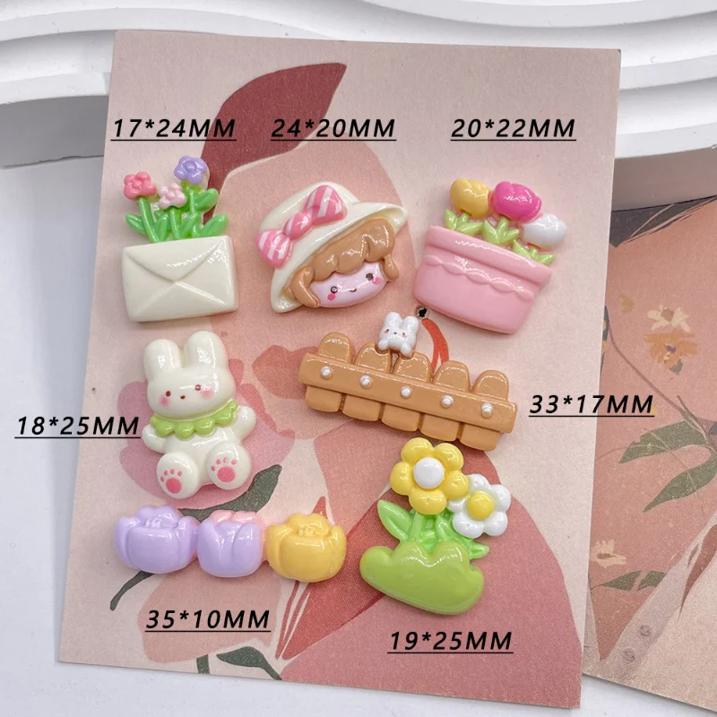 

10 шт., декоративные украшения для телефона, кролик, девочка, цветок