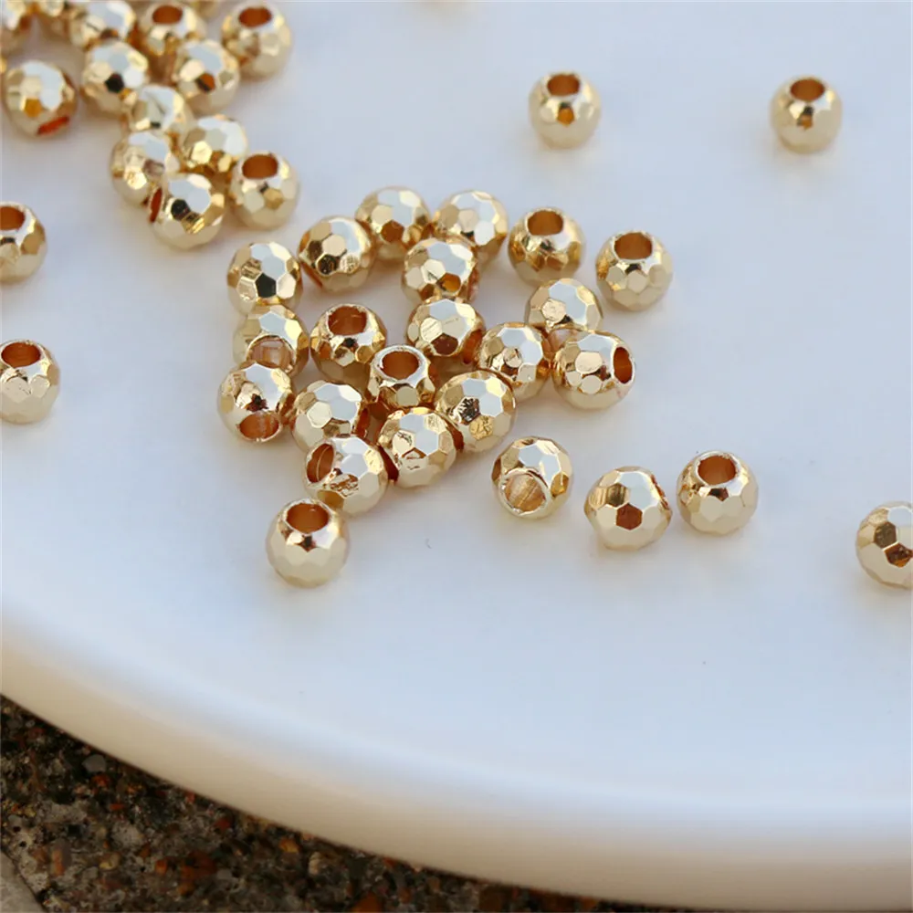 

14k bag gold color corner cutting round beads 5mm large hole cutting flash face beads diy handmade accessories beaded loose bead